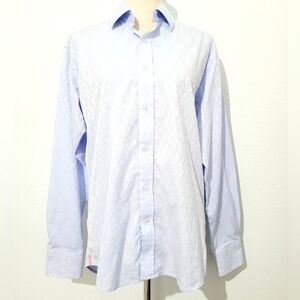 Visconti Roma Men Light Blue Paisley Diamond Shirt 2-Ply Mercerized Cotton SZ M